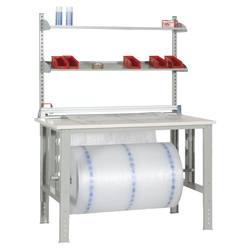 Tavolo da imballaggio elevabile 150x84x78/115cm grigio/avorio