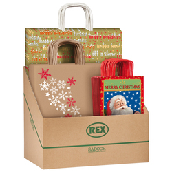 Espositore 100pz shopper natale fantasie assortite Sadoch