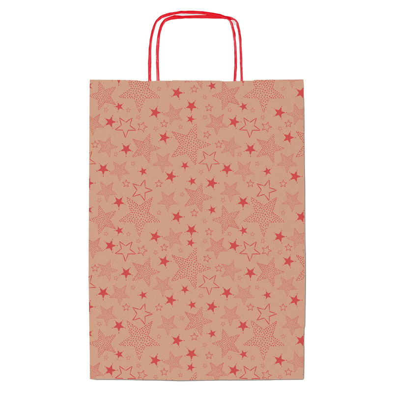 Shopper natale stelline rosse 36x12x41cm Sadoch