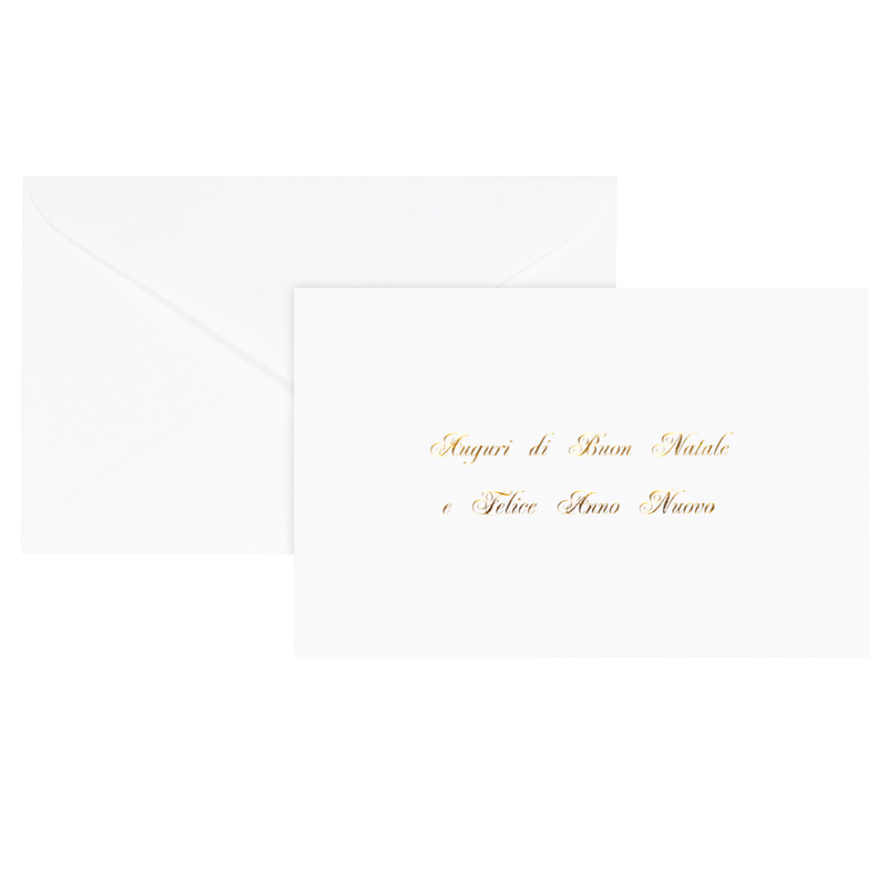 Biglietto Natale semplice c/busta e stampa in oro 9x14cm bianco Sadoch