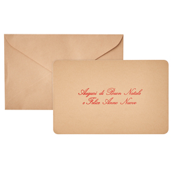 Biglietto Natale semplice c/busta e stampa in rosso 9x14cm avana Sadoch