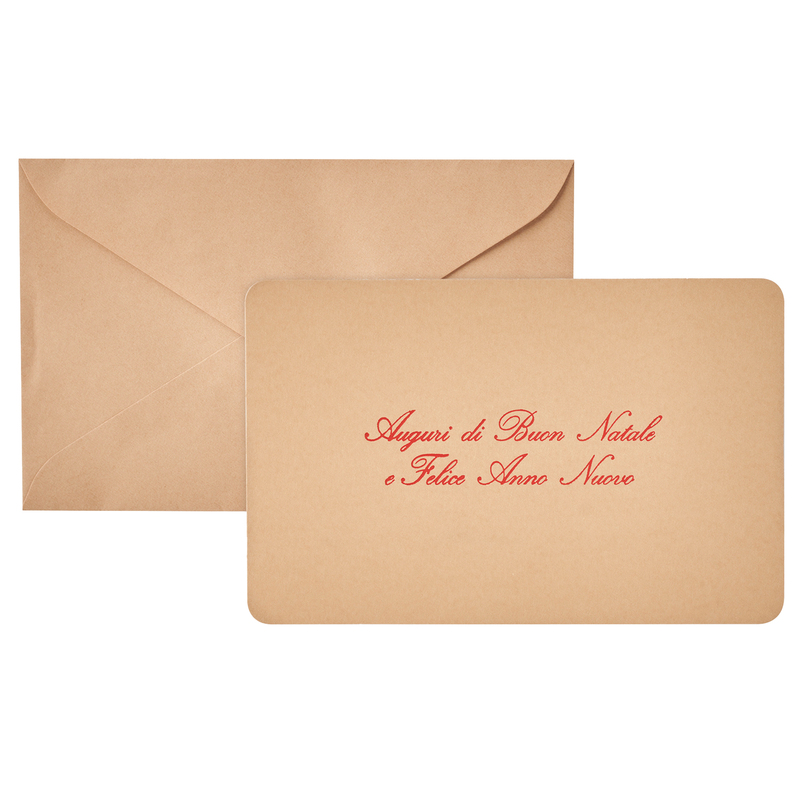 Biglietto Natale semplice c/busta e stampa in rosso 9x14cm avana Sadoch