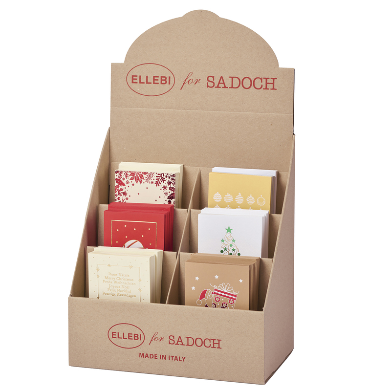 Espositore 120pz biglietti doppi c/busta natale fantasie assortite Sadoch