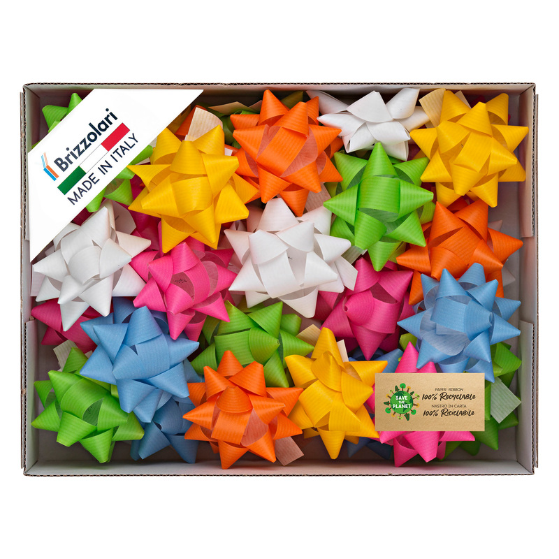 100 stelle nastro similpaper 10mmxD5cm colori assortiti primavera Brizzolari