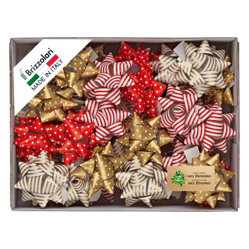 50 stelle nastro ecocarta 15mmxD6,5cm fantasie assortite natale Brizzolari