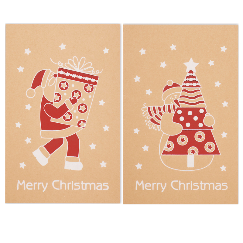 Biglietto Natale doppio 9x14cm cartoncino avana fantasie assortite Sadoch