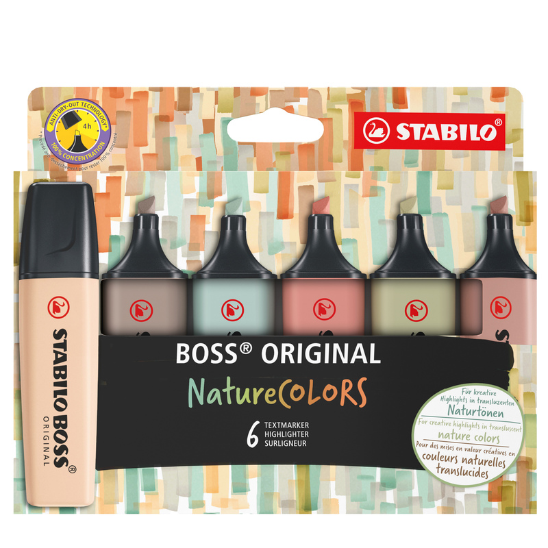 Astuccio 6 evidenziatori Stabilo Boss NatureColors