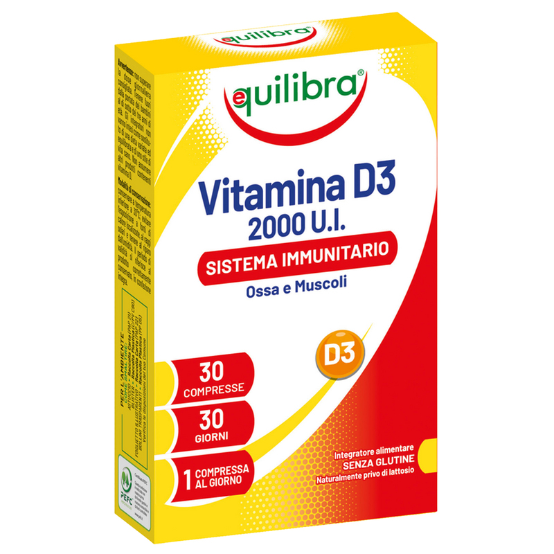 Integratore Vitamina D3 2000 UI Sistema Immunitario OssaMuscoli 30 Compresse