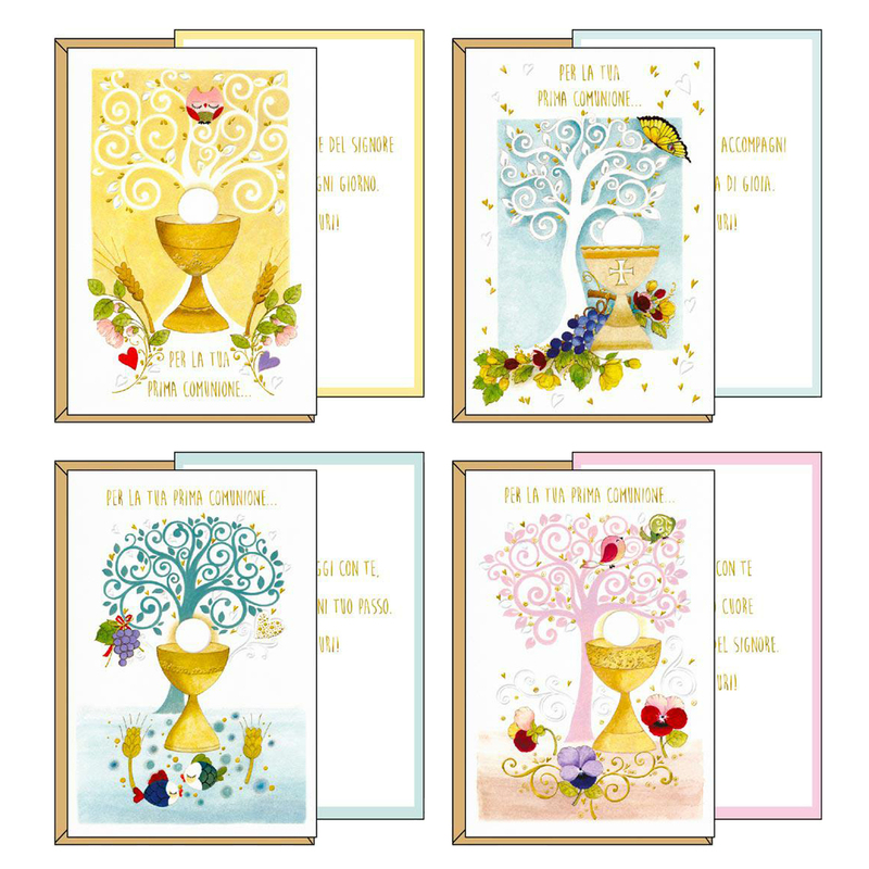 Biglietto Comunione 4 soggetti assortiti Kartos