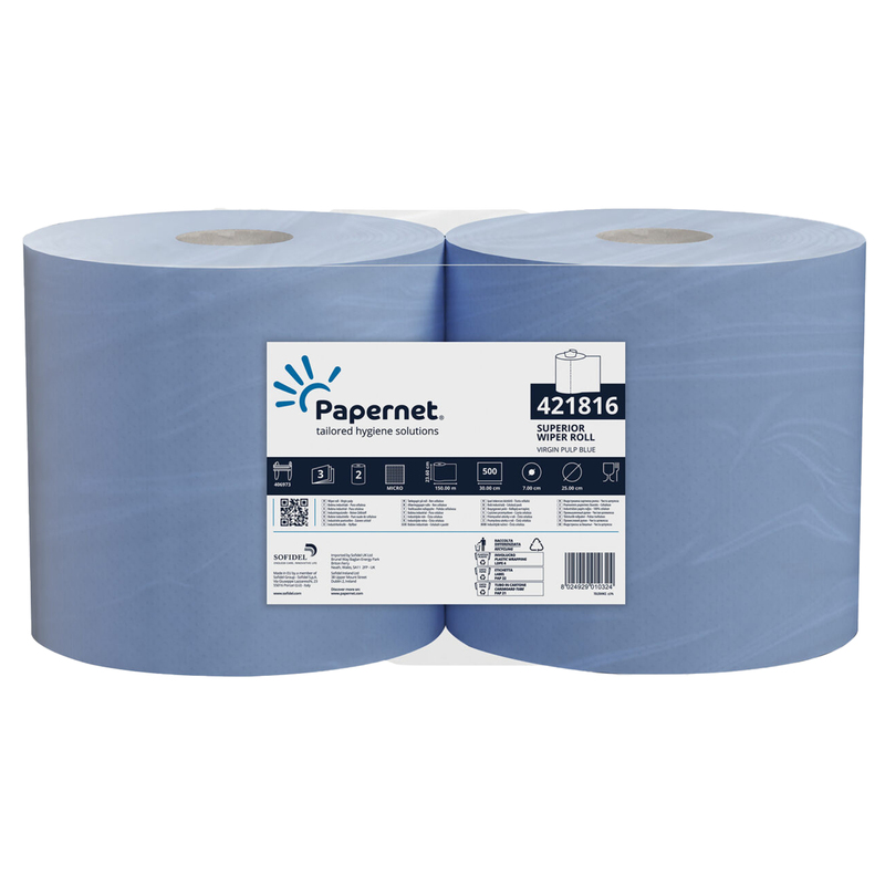 BOBINA INDUSTRIALE BLU MICROGOFFRATO 500 strappi - 150mt