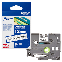 NASTRO BROTHER TZE-131 12MMx8MT NERO/TRASPARENTE
