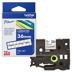 NASTRO BROTHER TZe161 36MMX8MT NERO/TRASPARENTE