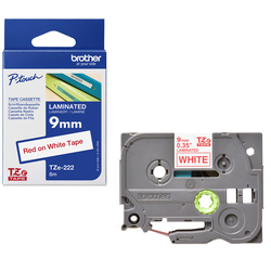NASTRO LAMINATO BROTHER TZE-222 9MMx8MT ROSSO/BIANCO