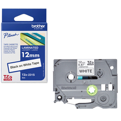 Brother Nastro laminato  Nero/Bianco 12MM x 4mt -TZE231S