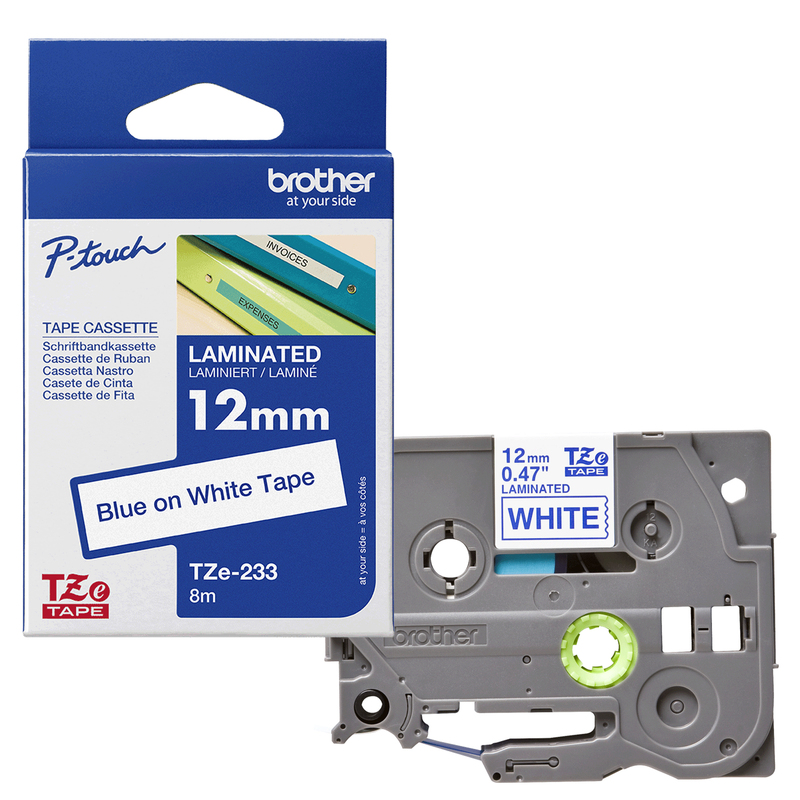 NASTRO BROTHER TZE-233 12MMx8MT BLU/BIANCO LAMINATO