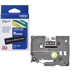 NASTRO LAMINATO BROTHER TZE-325 9MMx8MT BIANCO/NERO