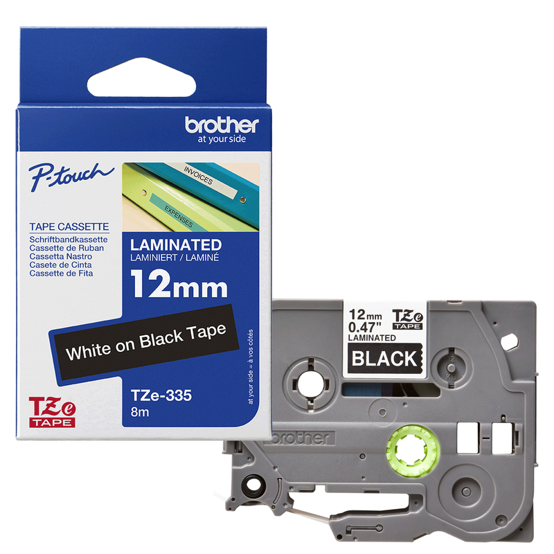 NASTRO BROTHER TZE-335 12MMx8MT BIANCO/NERO