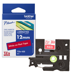 NASTRO BROTHER TZ-e435 12MMx8MT BIANCO/ROSSO