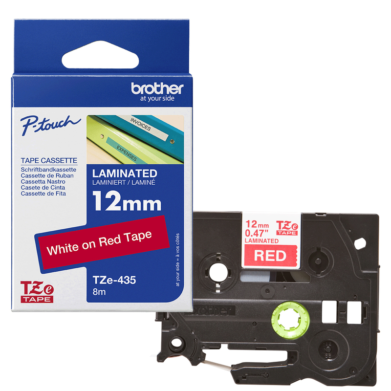 NASTRO BROTHER TZ-e435 12MMx8MT BIANCO/ROSSO