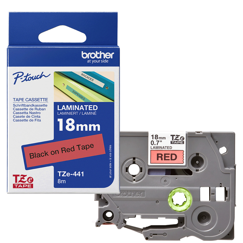 NASTRO BROTHER TZE-441 18MMx8MT NERO/ROSSO