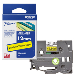 NASTRO BROTHER TZE-631 12MMx8MT NERO/GIALLO