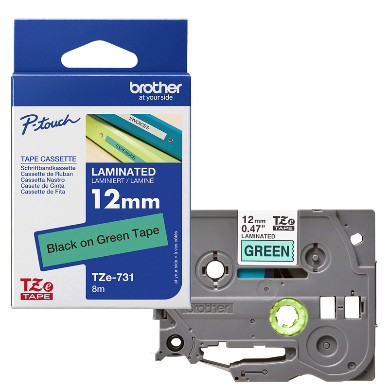 NASTRO BROTHER TZ731 12MMx8MT NERO/VERDE