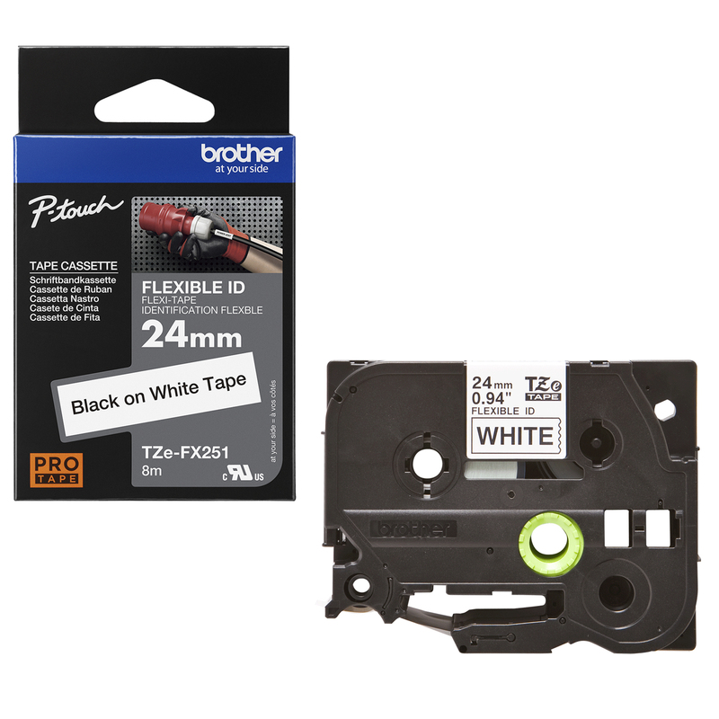 NASTRO LAM. FLESSIBILE TZE-FX251 24MMx8MT NERO/BIANCO