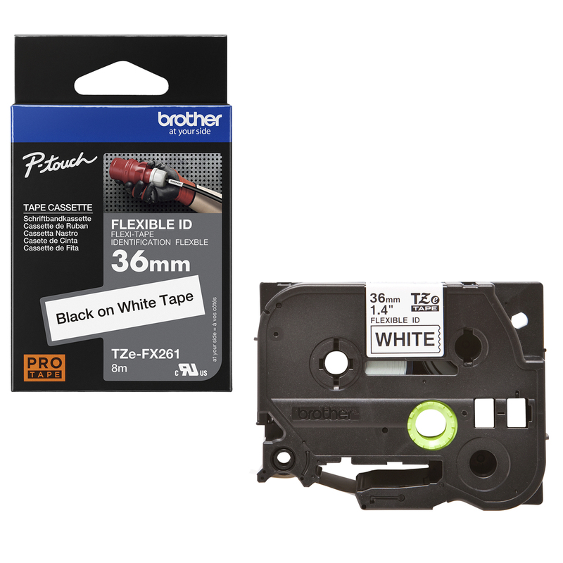 Nastro Brother Laminato flessibile da 36 mm (8 m) Nero/Bianco