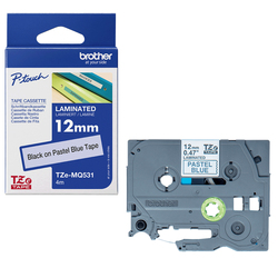 Nastro Brother Laminato pastello da 12 mm scritta nera su fondo blu (4m)