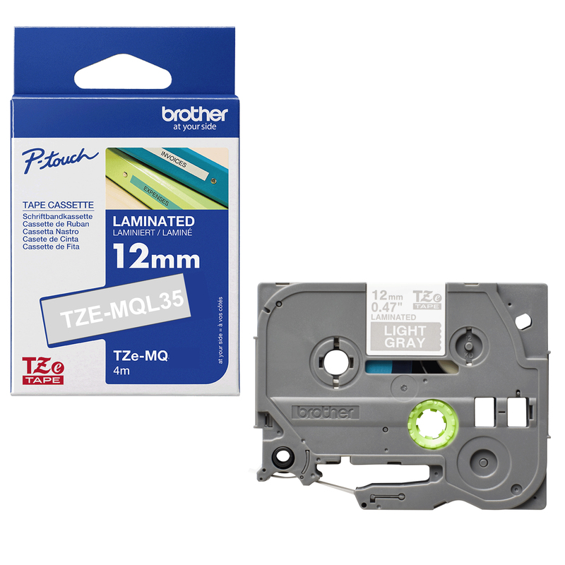 Nastro Brother Laminato opaco da 12 mmx5m Bianco/Grigio chiaro