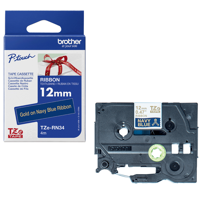 Brother Nastro TZERN34 in tessuto da 12 mm Oro su Blu (4m)