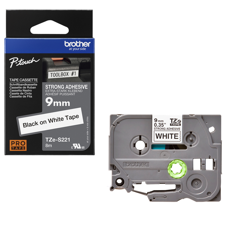 NASTRO BROTHER TZe-S221 9MMx8MT NERO/BIANCO ADESIVO RESISTENTE