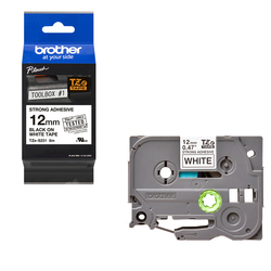 NASTRO BROTHER TZe S231 12MMx8MT NERO/BIANCO LAMINATO CON ADESIVO RESISTENTE