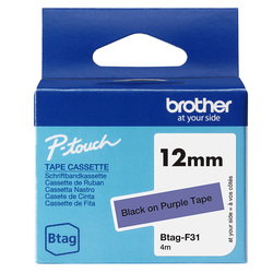 Brother Nastro BTAGF31  da 12MM nero su viola - lunghezza 4 m