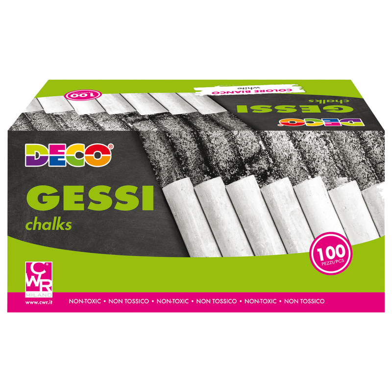 Scatola 100 gessetti tondi 10x81mm bianchi Deco