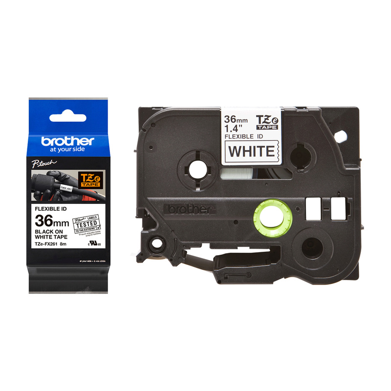 Nastro Brother Laminato flessibile da 36 mm (8 m) Nero/Bianco