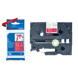 Brother Nastro TZERW34 in tessuto da 12 mm Oro su Rosso (4m)