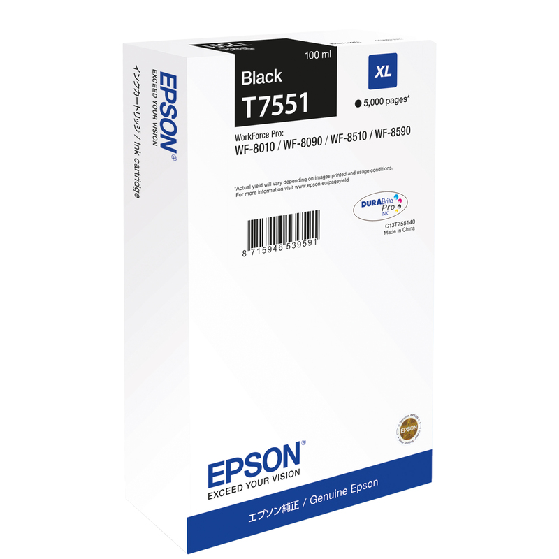 TANICA INCHIOSTRO A PIGMENTI NERO EPSON DURABRITE ULTRA,XL WF-8xxx