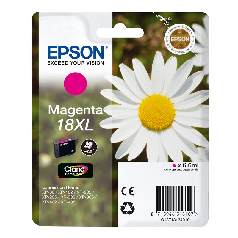 CARTUCCIA MAGENTA EPSON CLARIA HOME SERIE 18XL/MARGHERITA IN CONFEZIONE BLISTER