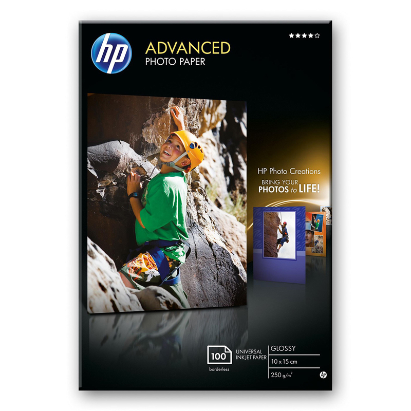 RISMA 100 FG CARTA HP ADVANCED GLOSSY PHOTO PAPER 250 G/M2-10 X 15 CM BORDERLESS