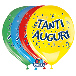 Busta 8 palloncini in lattice D30cm Tanti auguri Big Party