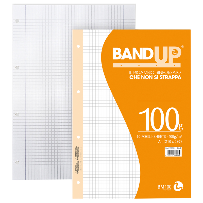 Ricambi forati rinforzati BandUP A4 100gr 40fg 5mm c/margine BM
