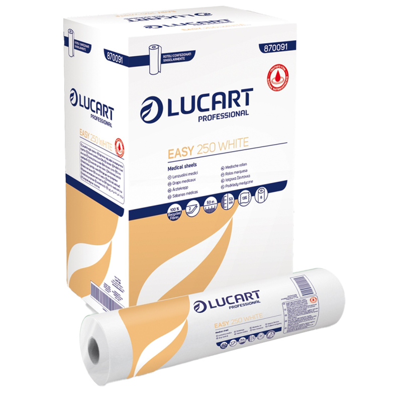 Lenzuolino medico in rotolo EASY 250 WHITE 53cmx50m bianco Lucart