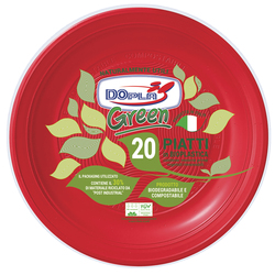 Conf 20 Piatti piani compostabili D 22cm rosso Dopla