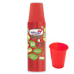 Conf 50 Bicchieri compostabili 200ml rosso Dopla