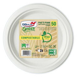 50 Piatti piani D220mm biodegradabili e compostabili Dopla Green