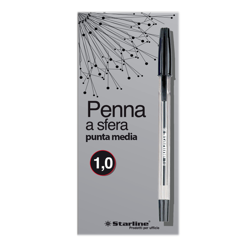SCATOLA 50 PENNA SFERA NERO P.MEDIA 1.0MM STARLINE