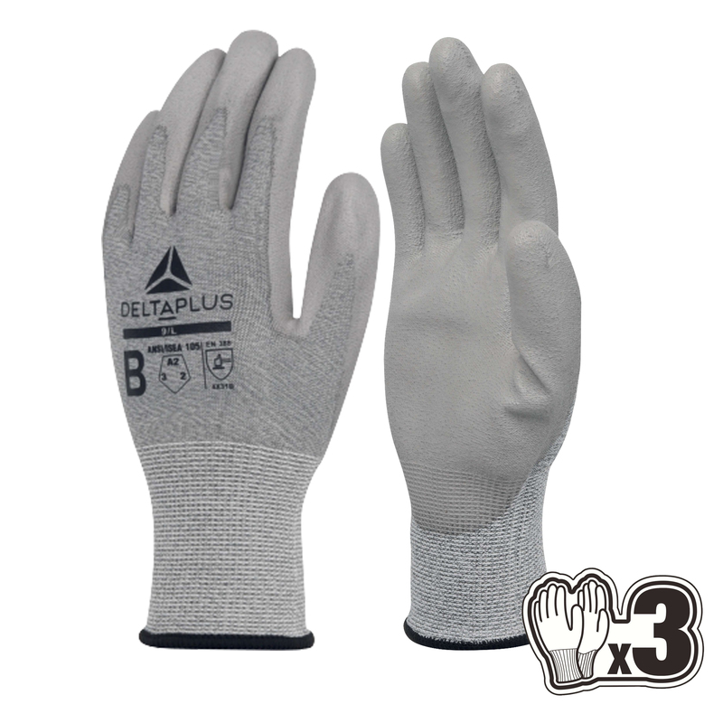 Pack 3 paia di guanti ANTITAGLIO VECUTB08 Tg.9 grigio finezza 18