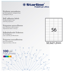 Etichetta adesiva bianca 100fg A4 52,5x21,2mm (56et/fg) STARLINE