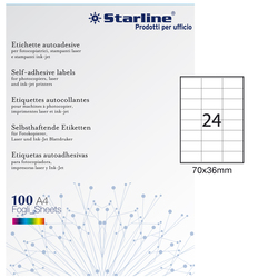 Etichetta adesiva bianca 100fg A4 70x36mm (24et/fg) STARLINE